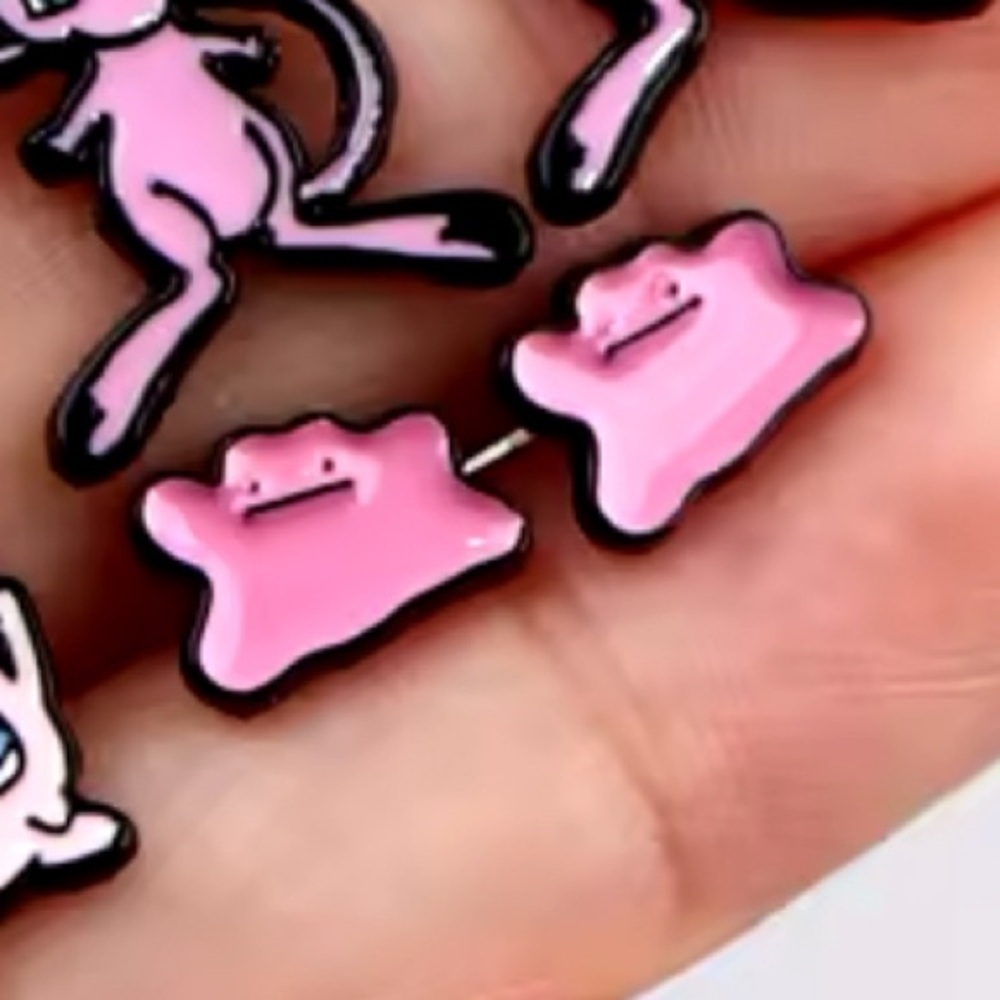 3 For $35 Pokemon Ditto Stainless Steel Enameled Stud Character Earrings - Picture 4 of 4